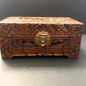 Antique carved camphor wood Jewelry Trinket box